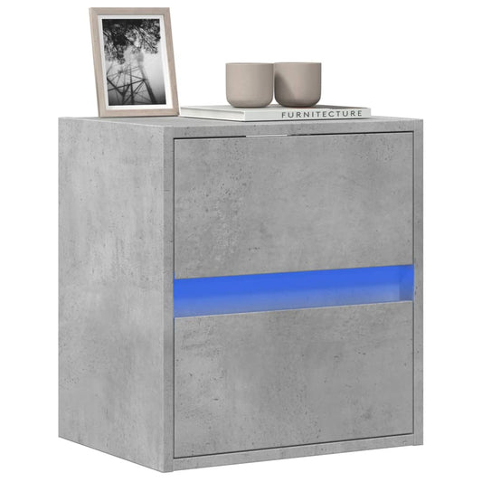 TV Wall Cabinet with LED Lights Concrete Grey 41x31x45 cm