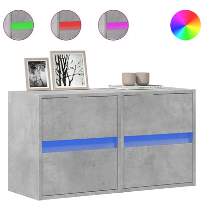 TV Wall Cabinets with LED Lights 2 pcs Concrete Grey 41x31x45 cm