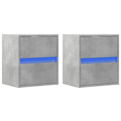 TV Wall Cabinets with LED Lights 2 pcs Concrete Grey 41x31x45 cm