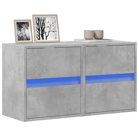 TV Wall Cabinets with LED Lights 2 pcs Concrete Grey 41x31x45 cm