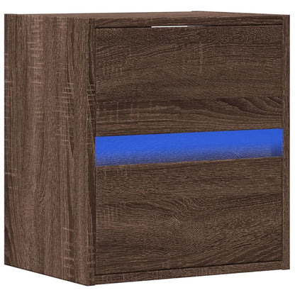 TV Wall Cabinet with LED Lights Brown Oak 41x31x45 cm