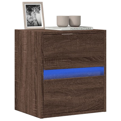 TV Wall Cabinet with LED Lights Brown Oak 41x31x45 cm