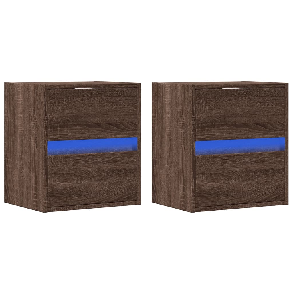 TV Wall Cabinets with LED Lights 2 pcs Brown Oak 41x31x45 cm