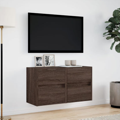 TV Wall Cabinets with LED Lights 2 pcs Brown Oak 41x31x45 cm