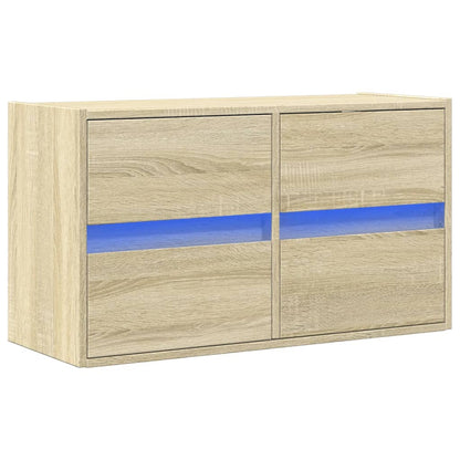 TV Wall Cabinet with LED Lights Sonoma Oak 80x31x45 cm