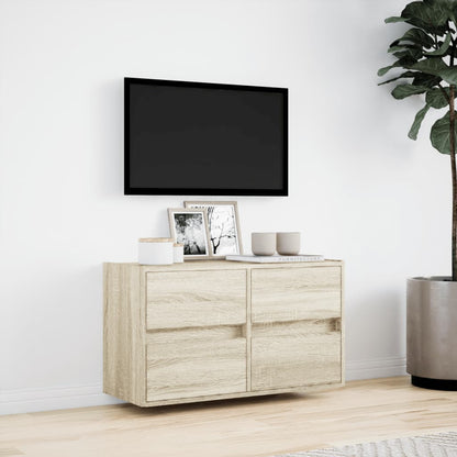 TV Wall Cabinet with LED Lights Sonoma Oak 80x31x45 cm