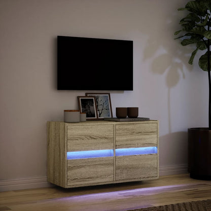 TV Wall Cabinet with LED Lights Sonoma Oak 80x31x45 cm