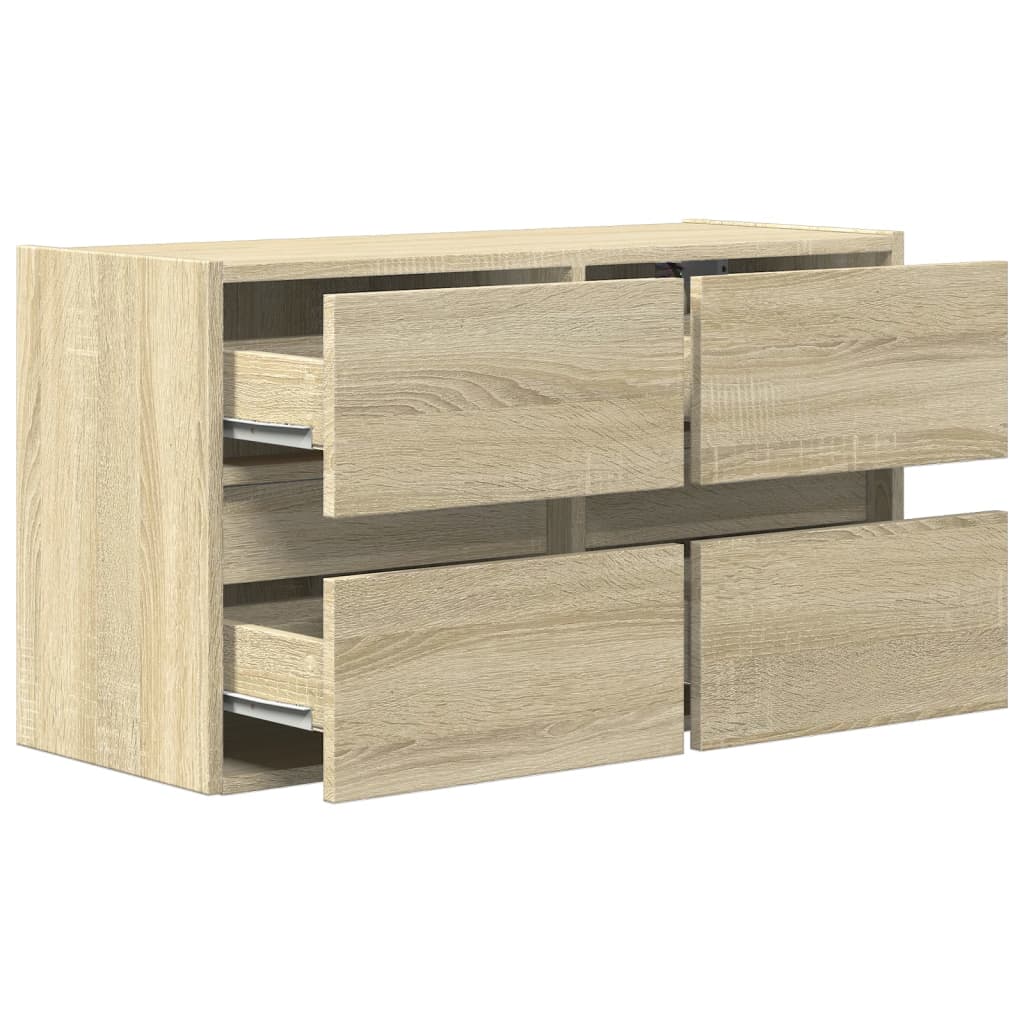 TV Wall Cabinet with LED Lights Sonoma Oak 80x31x45 cm