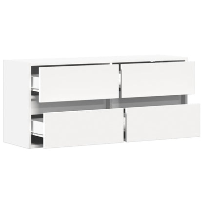 TV Wall Cabinet with LED Lights White 100x31x45 cm