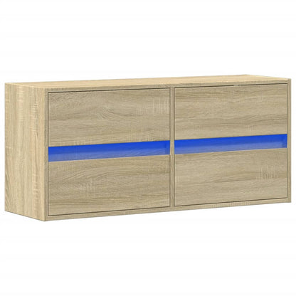 TV Wall Cabinet with LED Lights Sonoma Oak 100x31x45 cm