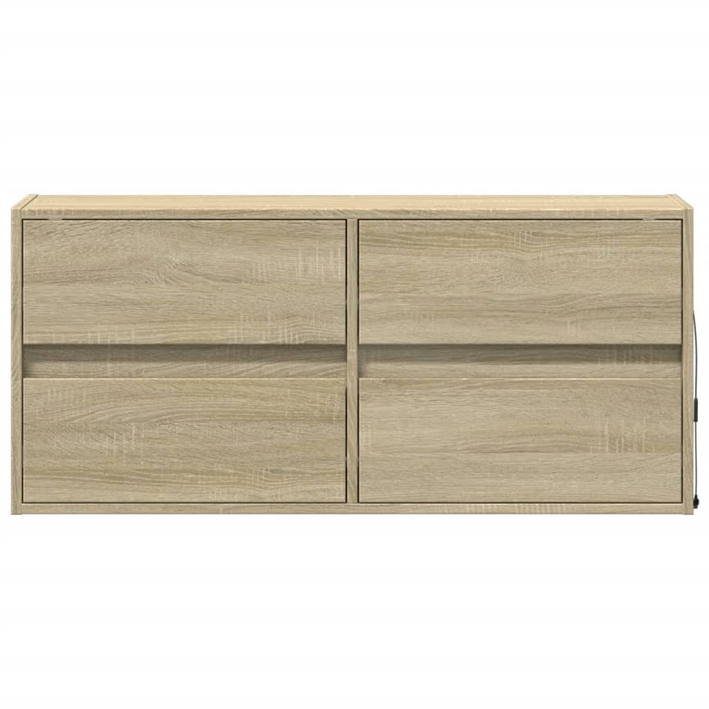 TV Wall Cabinet with LED Lights Sonoma Oak 100x31x45 cm