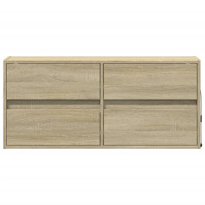 TV Wall Cabinet with LED Lights Sonoma Oak 100x31x45 cm