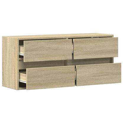 TV Wall Cabinet with LED Lights Sonoma Oak 100x31x45 cm