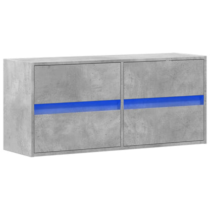 TV Wall Cabinet with LED Lights Concrete Grey 100x31x45 cm