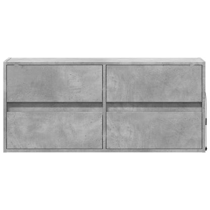 TV Wall Cabinet with LED Lights Concrete Grey 100x31x45 cm