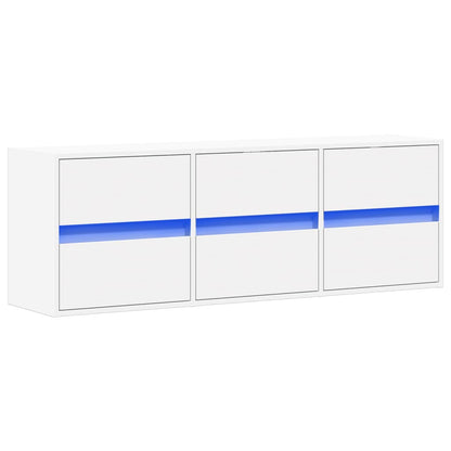 TV Wall Cabinet with LED Lights White 130x31x45 cm