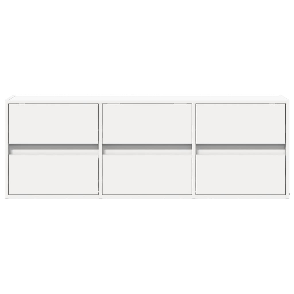 TV Wall Cabinet with LED Lights White 130x31x45 cm