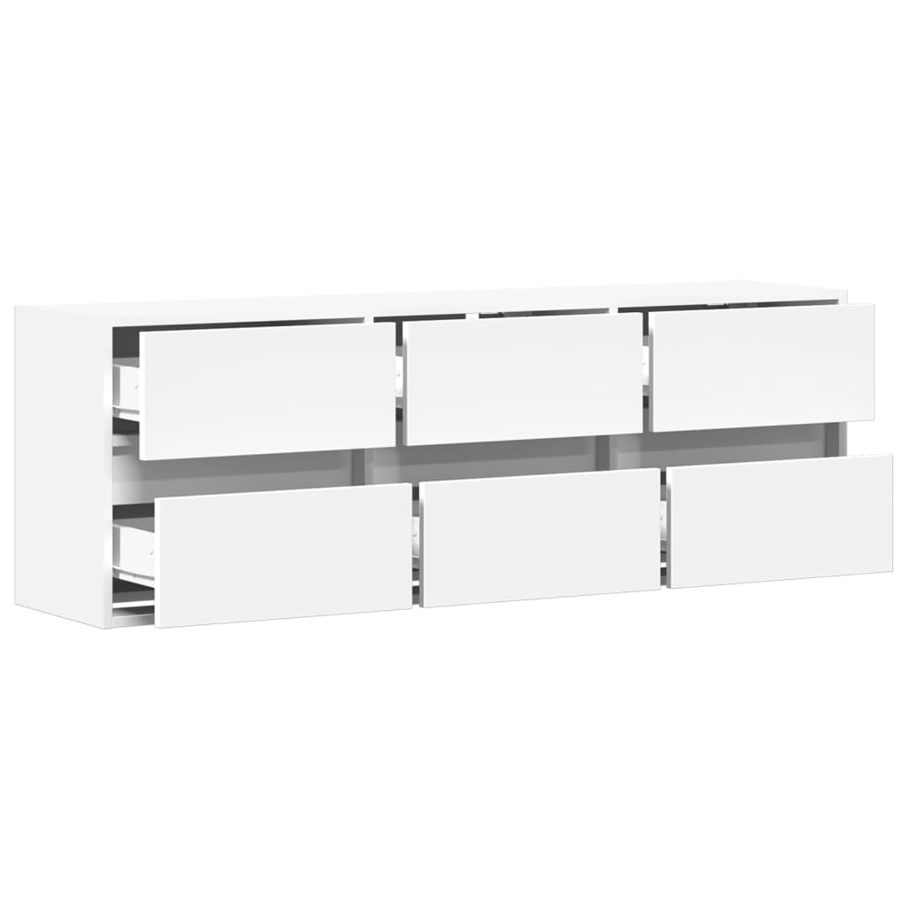 TV Wall Cabinet with LED Lights White 130x31x45 cm