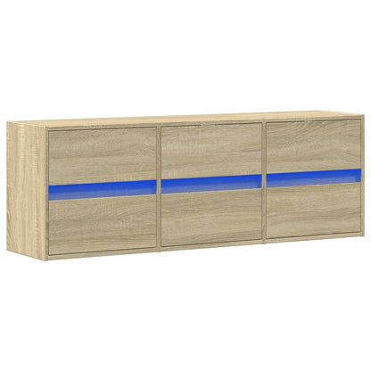 TV Wall Cabinet with LED Lights Sonoma Oak 130x31x45 cm