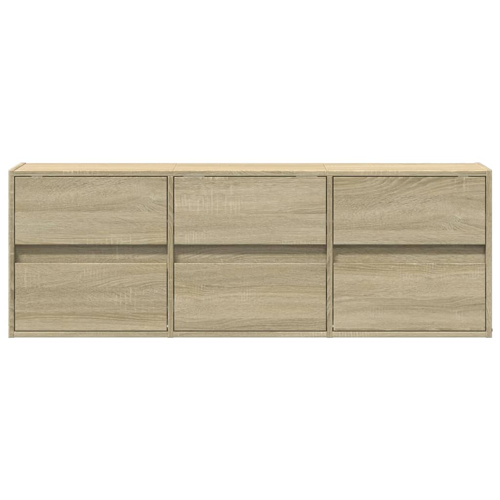 TV Wall Cabinet with LED Lights Sonoma Oak 130x31x45 cm