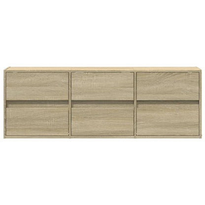 TV Wall Cabinet with LED Lights Sonoma Oak 130x31x45 cm