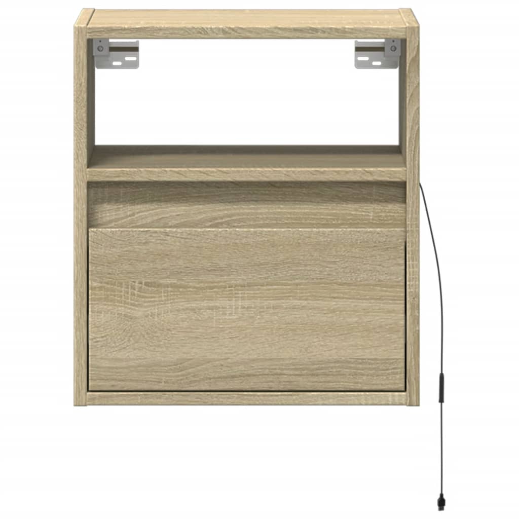 TV Wall Cabinet with LED Lights Sonoma Oak 41x31x45 cm