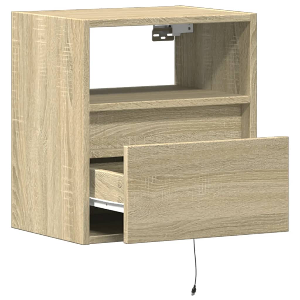 TV Wall Cabinet with LED Lights Sonoma Oak 41x31x45 cm