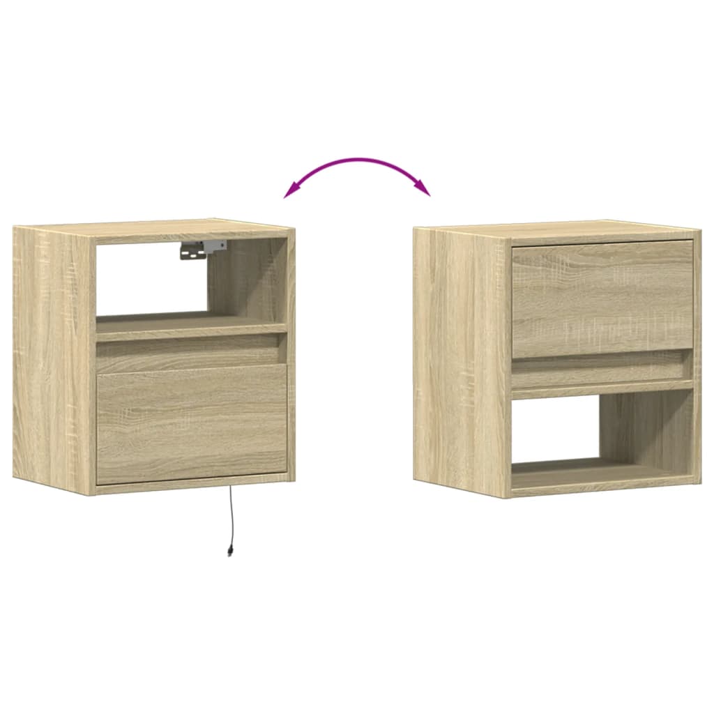 TV Wall Cabinet with LED Lights Sonoma Oak 41x31x45 cm