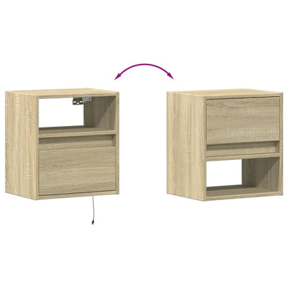 TV Wall Cabinet with LED Lights Sonoma Oak 41x31x45 cm