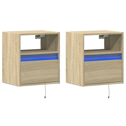 TV Wall Cabinets with LED Lights 2 pcs Sonoma Oak 41x31x45 cm