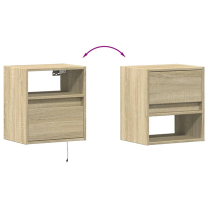 TV Wall Cabinets with LED Lights 2 pcs Sonoma Oak 41x31x45 cm