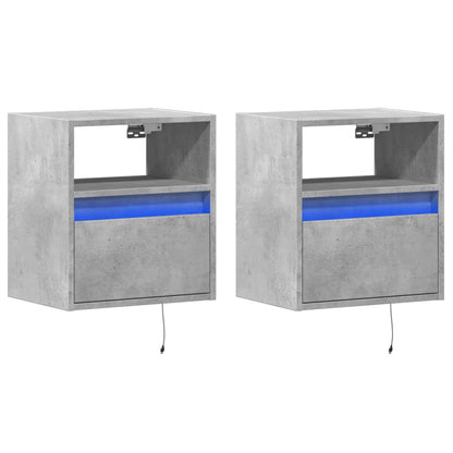 TV Wall Cabinets with LED Lights 2 pcs Concrete Grey 41x31x45 cm