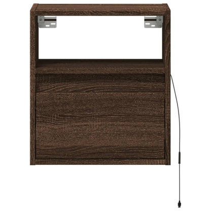 TV Wall Cabinet with LED Lights Brown Oak 41x31x45 cm