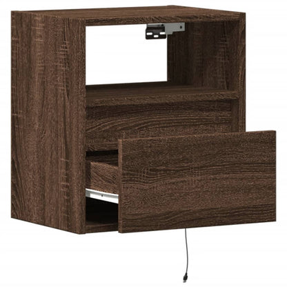 TV Wall Cabinet with LED Lights Brown Oak 41x31x45 cm