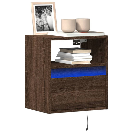 TV Wall Cabinet with LED Lights Brown Oak 41x31x45 cm