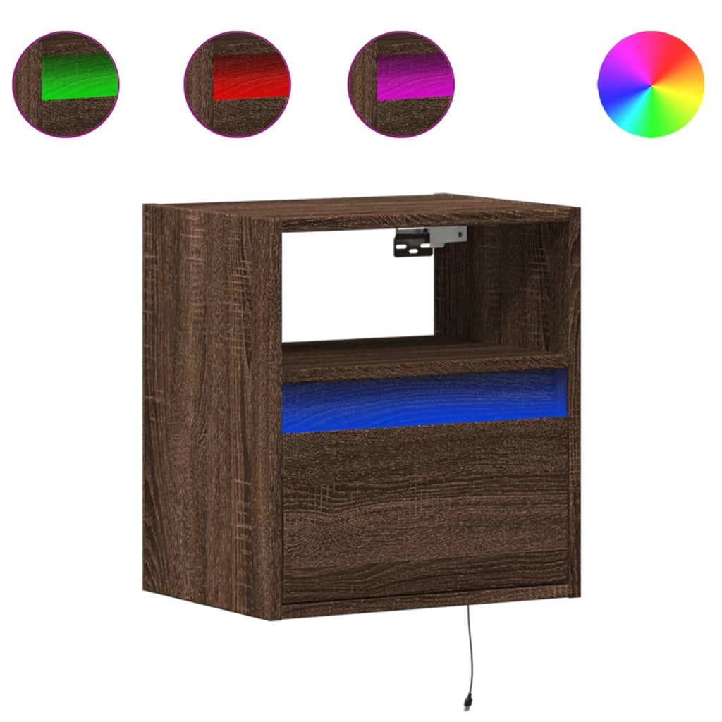 TV Wall Cabinets with LED Lights 2 pcs Brown Oak 41x31x45 cm