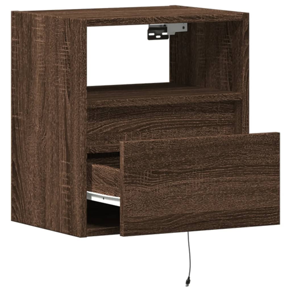 TV Wall Cabinets with LED Lights 2 pcs Brown Oak 41x31x45 cm