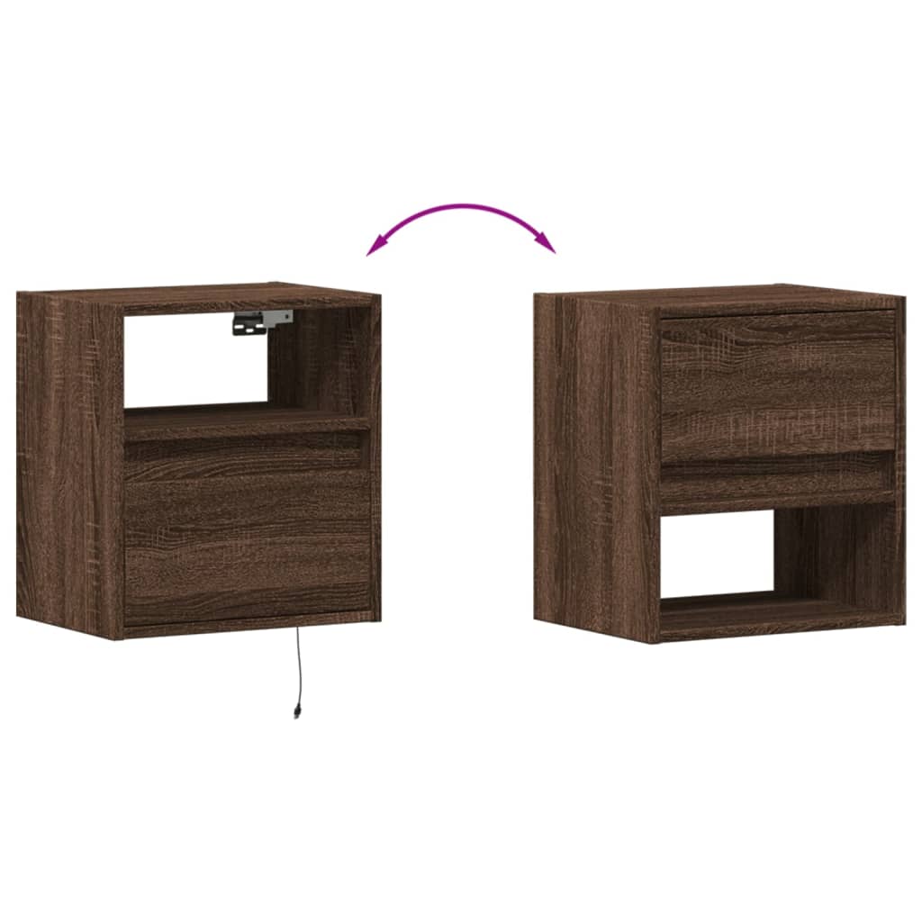 TV Wall Cabinets with LED Lights 2 pcs Brown Oak 41x31x45 cm