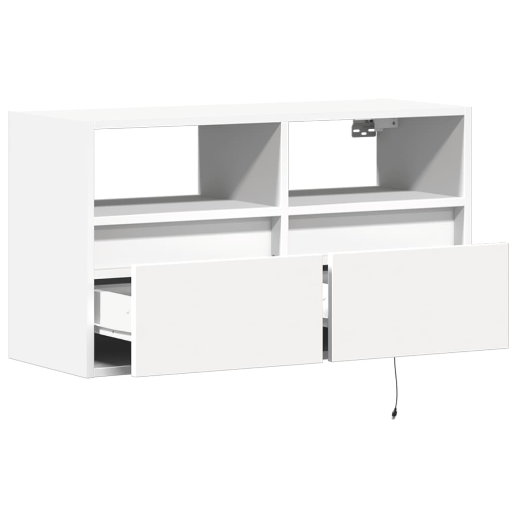 TV Wall Cabinet with LED Lights White 80x31x45 cm