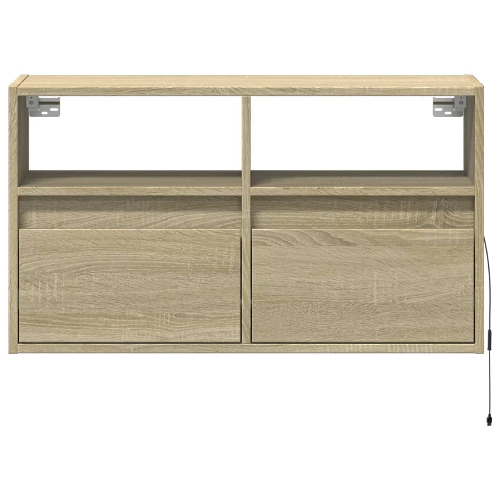 TV Wall Cabinet with LED Lights Sonoma Oak 80x31x45 cm