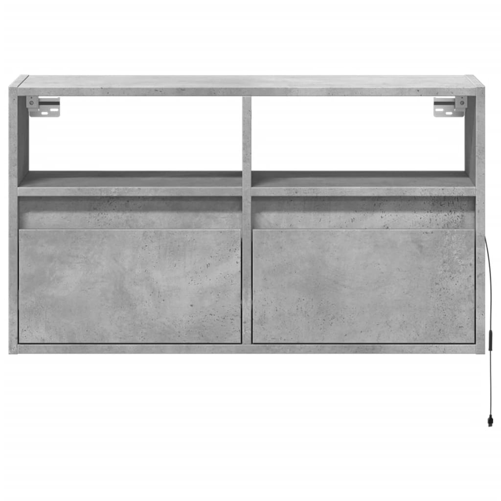 TV Wall Cabinet with LED Lights Concrete Grey 80x31x45 cm