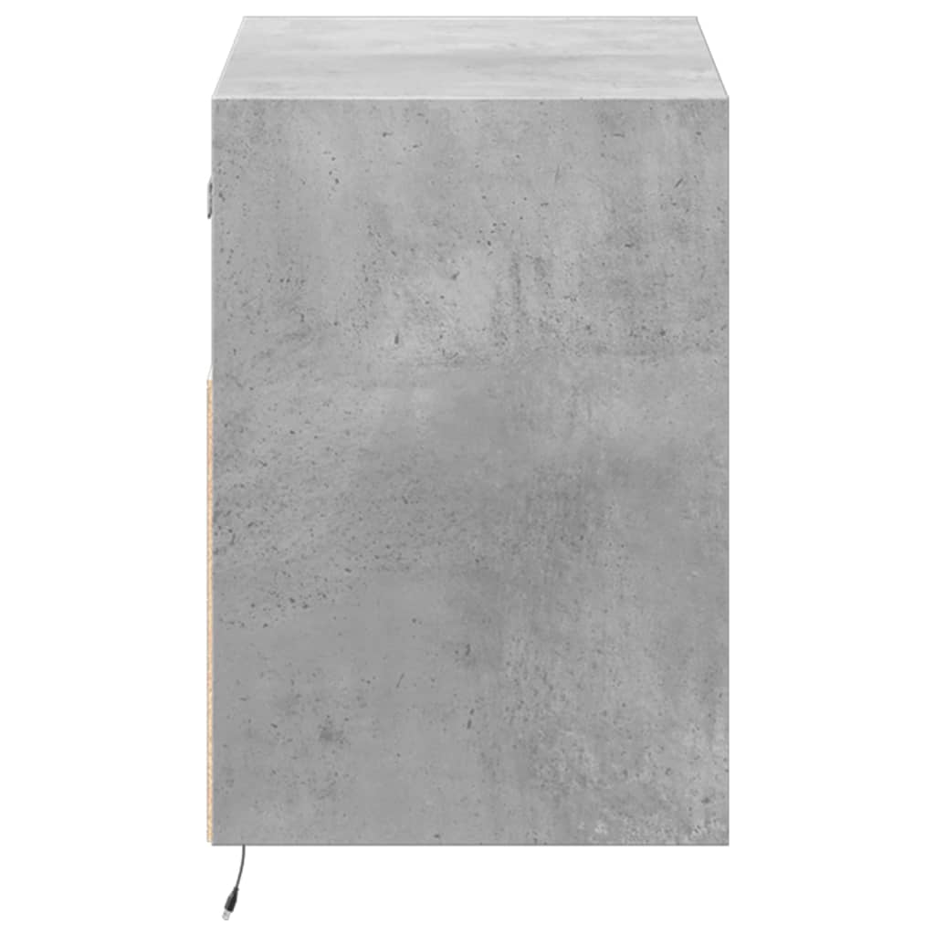 TV Wall Cabinet with LED Lights Concrete Grey 80x31x45 cm