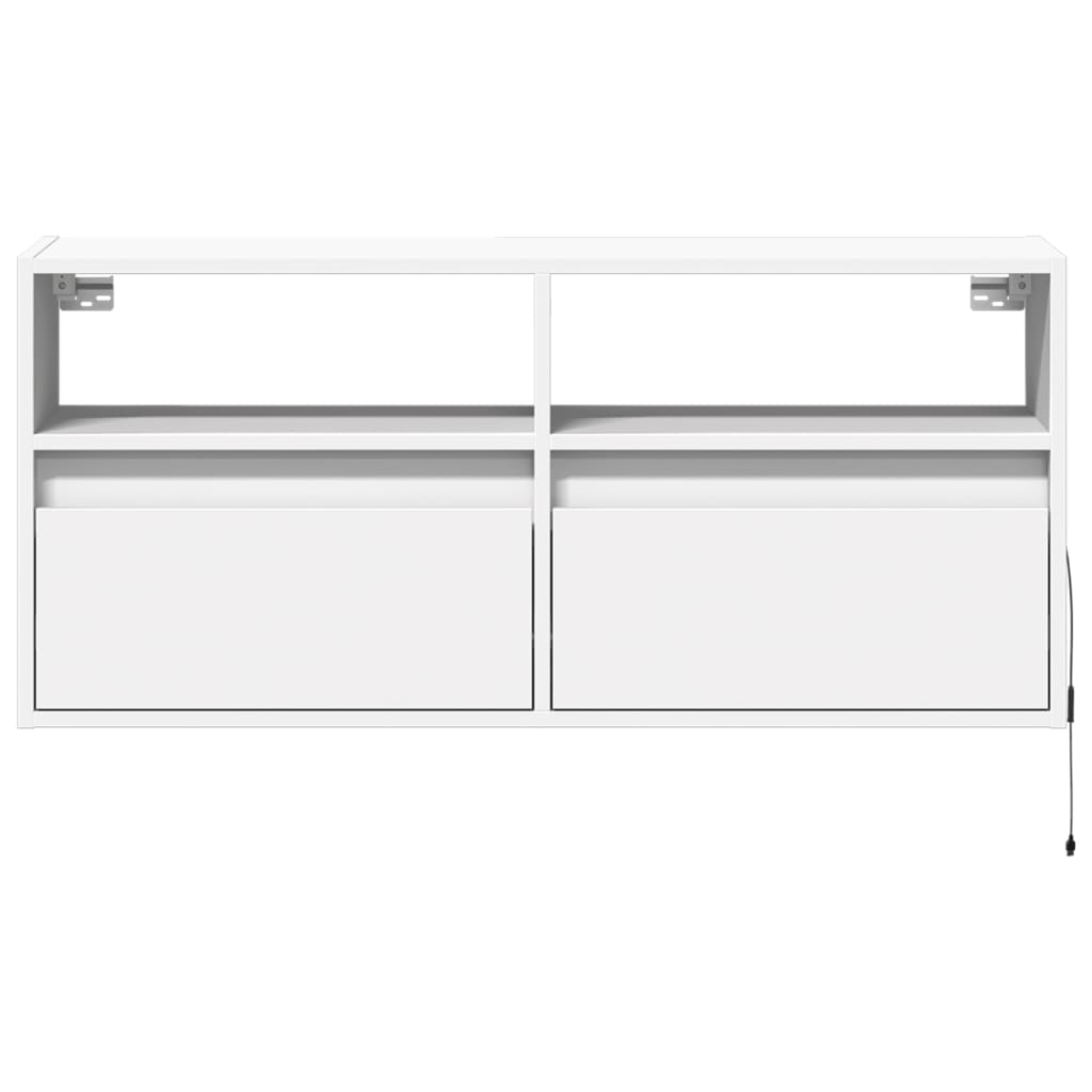 TV Wall Cabinet with LED Lights White 100x31x45 cm