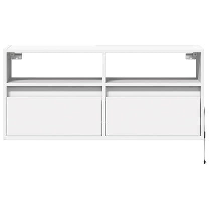 TV Wall Cabinet with LED Lights White 100x31x45 cm