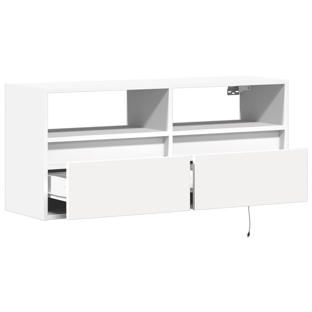 TV Wall Cabinet with LED Lights White 100x31x45 cm