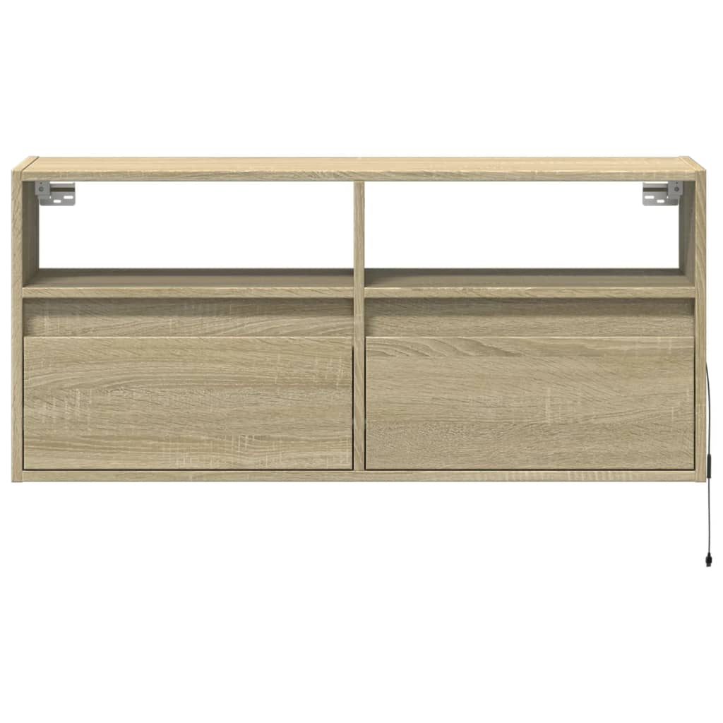 TV Wall Cabinet with LED Lights Sonoma Oak 100x31x45 cm