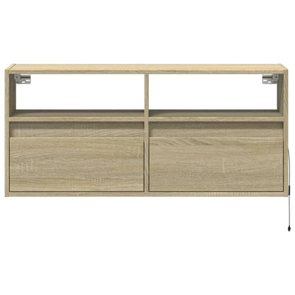 TV Wall Cabinet with LED Lights Sonoma Oak 100x31x45 cm