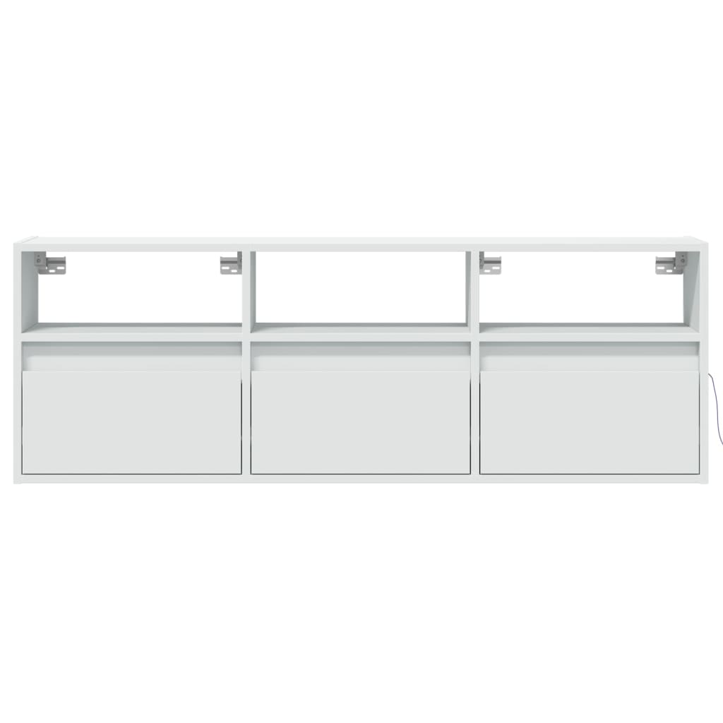 TV Wall Cabinet with LED Lights White 130x31x45 cm