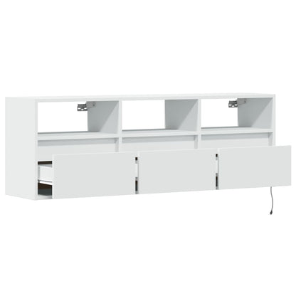 TV Wall Cabinet with LED Lights White 130x31x45 cm