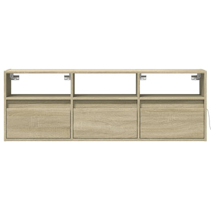 TV Wall Cabinet with LED Lights Sonoma Oak 130x31x45 cm